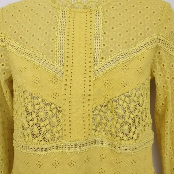 Anthropologie James Coviello Burnham Long Sleeve Eyelet Lace Top - Picture 2 of 10